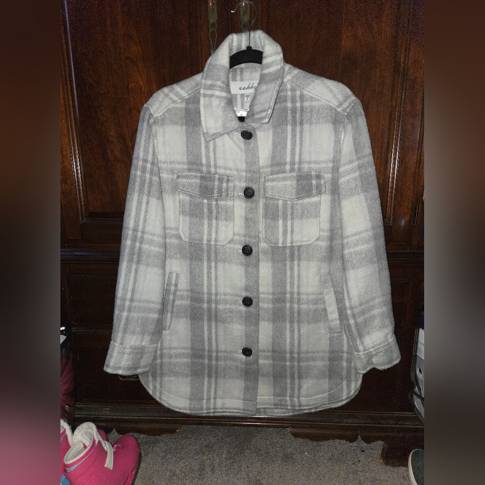 Seeby Women's Gray Plaid Utility Jacket Size S